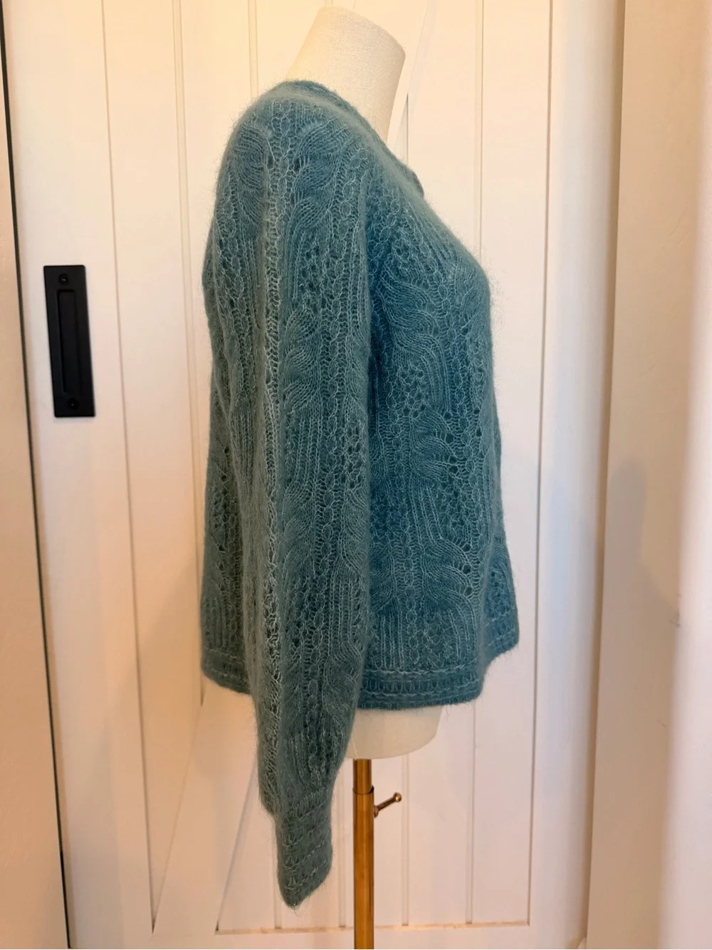 Le Maille Sézane Alma cardigan in a peacock blue mohair and wool blend size S - Picture 4 of 8